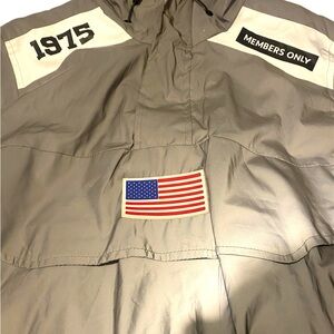 Gray Members Only Jacket with American Flag Patch